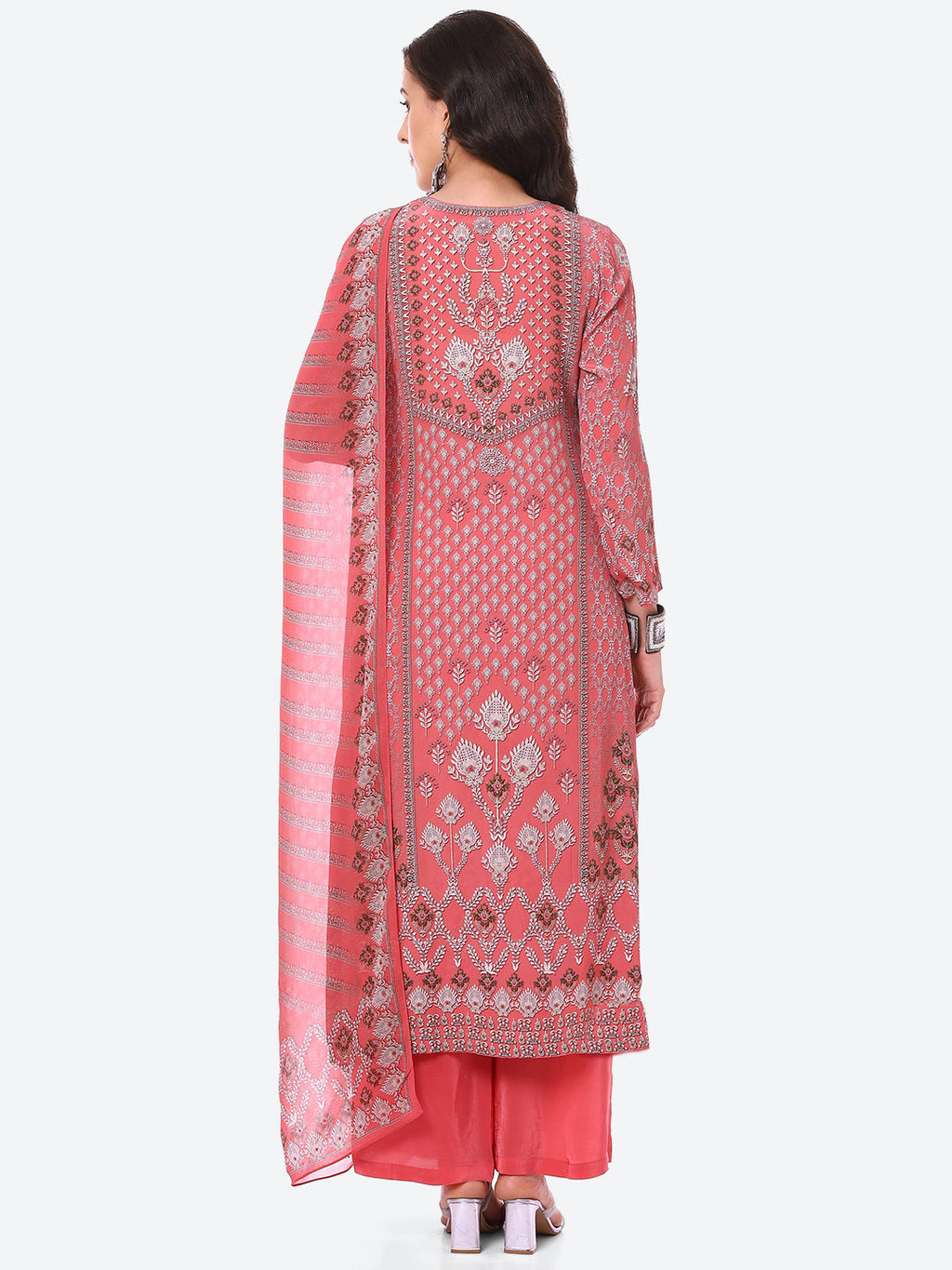 Digital Printed Crepe Kurta With Palazzo & Georgette Dupatta