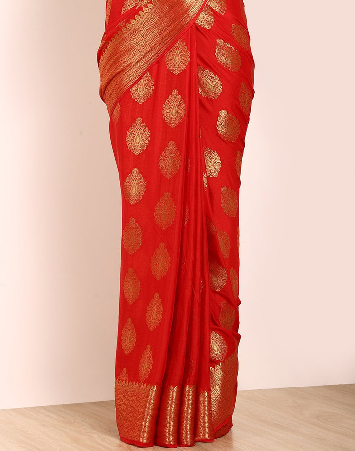Red Art Crape Saree