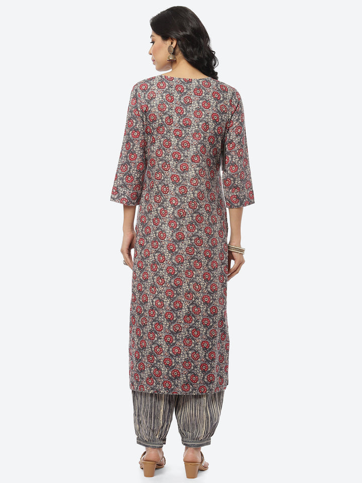 Printed Cotton Kurti With Afghani Pant