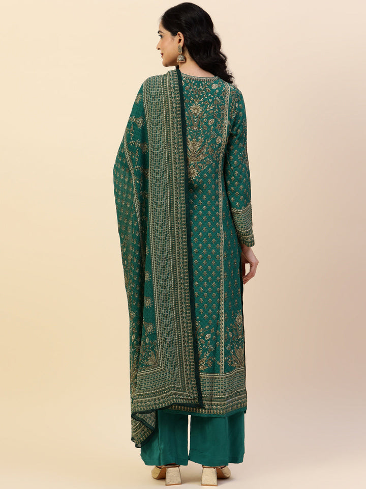 Digital Printed Crepe Kurta With Palazzo &amp; Dupatta