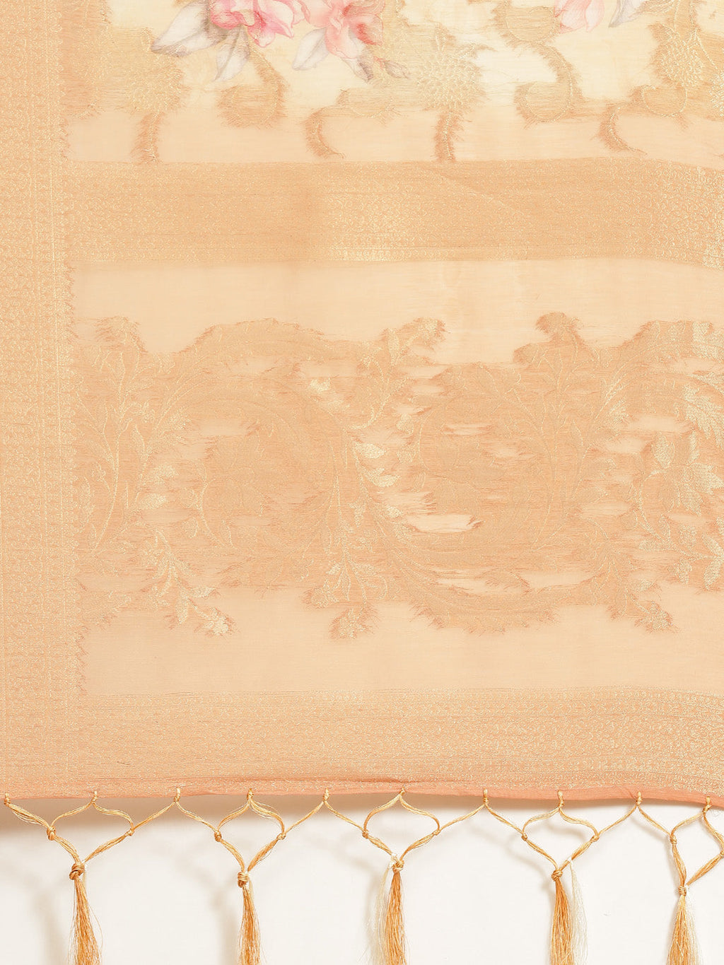 Digital Floral Printed Banarasi Pallu Cotton Chanderi Saree