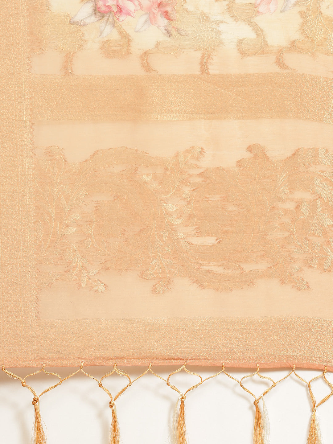 Digital Floral Printed Banarasi Pallu Cotton Chanderi Saree