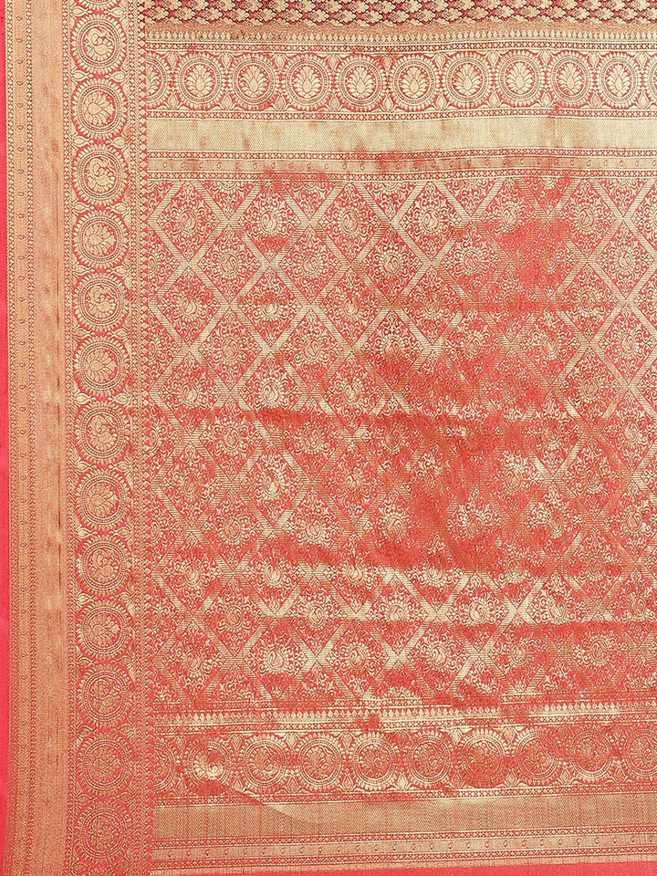 Brocade Zari Booti Art Handloom Woven Saree