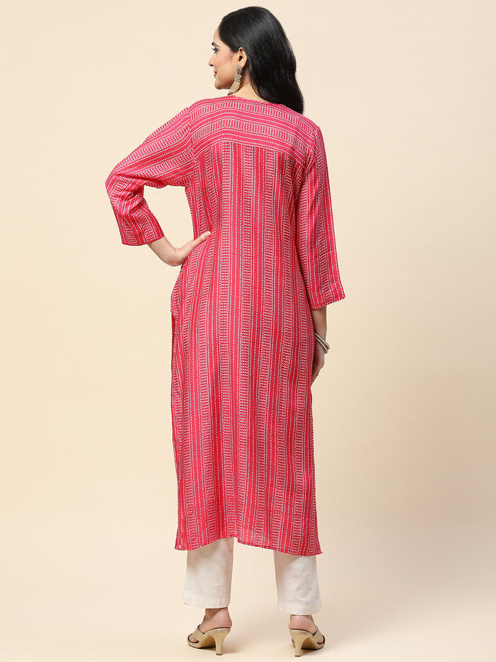 Printed With Yoke Embroidered Muslin Kurta
