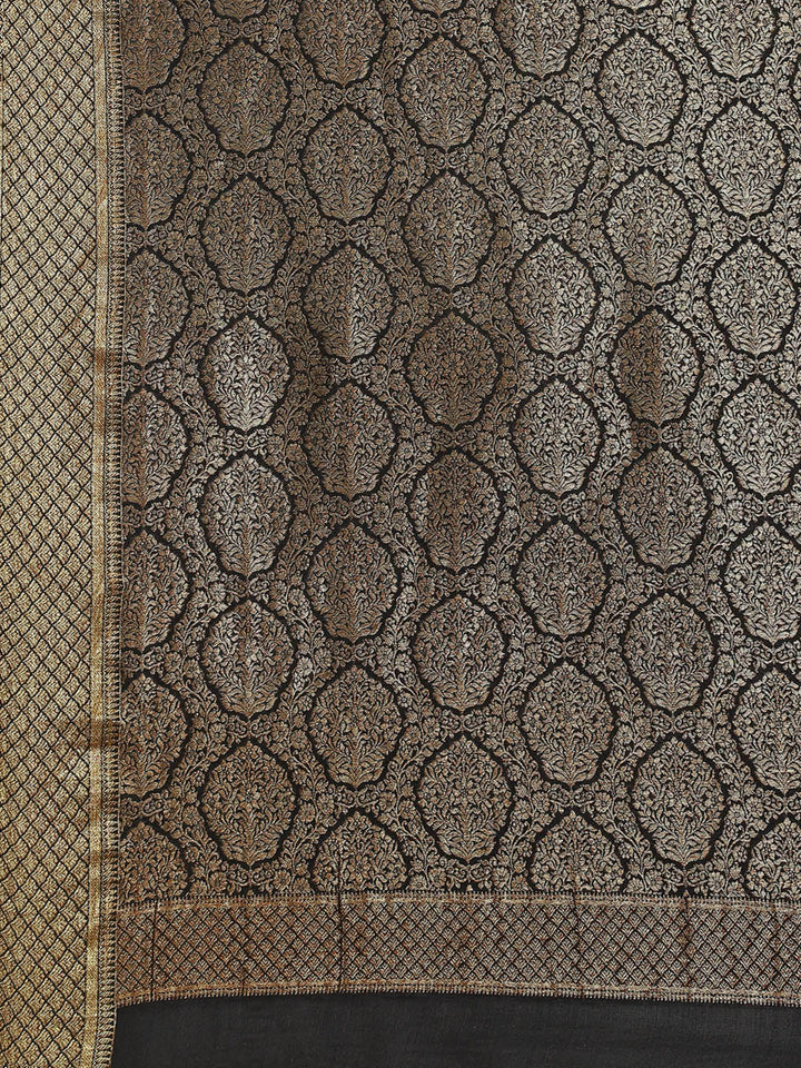 Antique Brocade Jaal Crepe Plain Saree