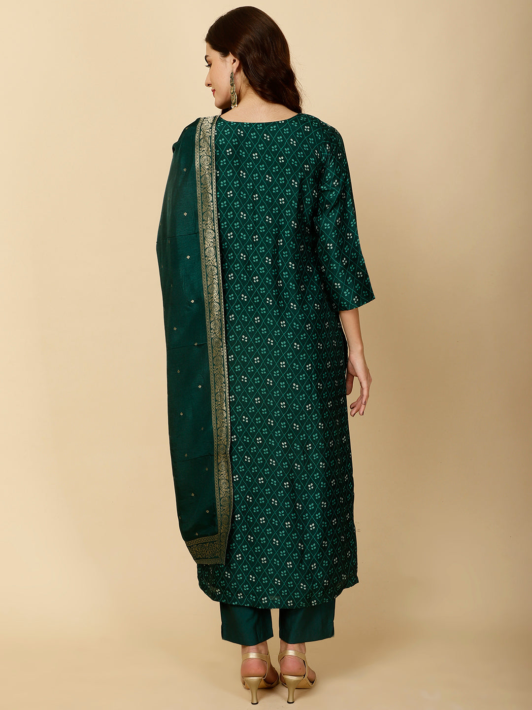 Ethnic Motifs Banarasi Kurta With Pants &amp; Dupatta