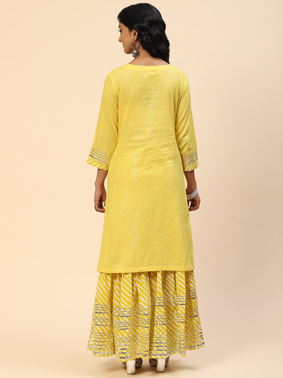 Zari Gota Work Cotton Kurta With Pants