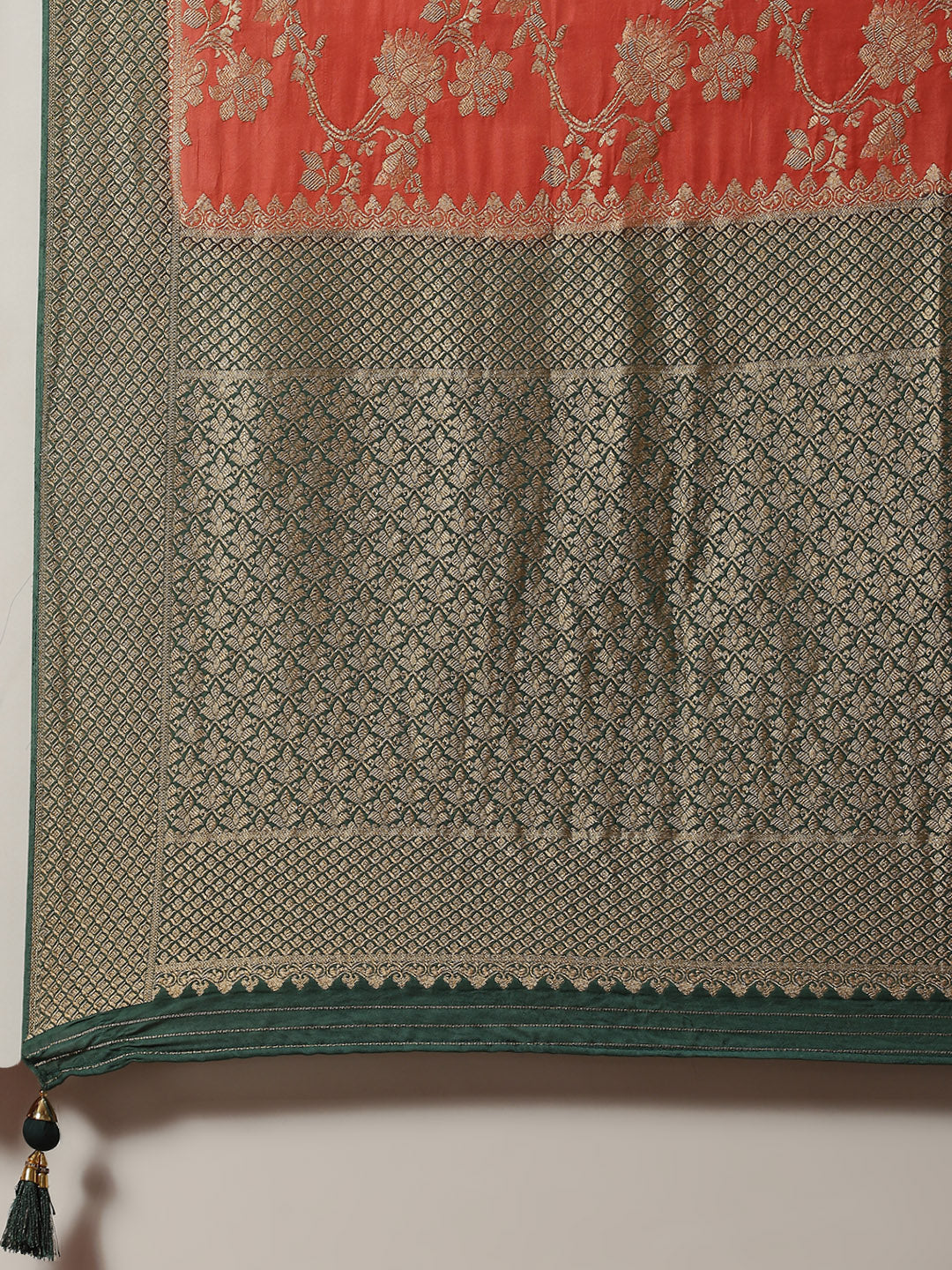Floral Jaal Satin Plain Saree