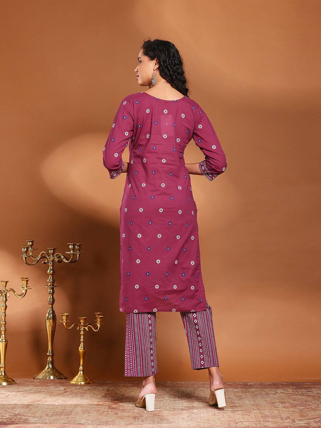 Printed Cotton Blend Kurta With Pant