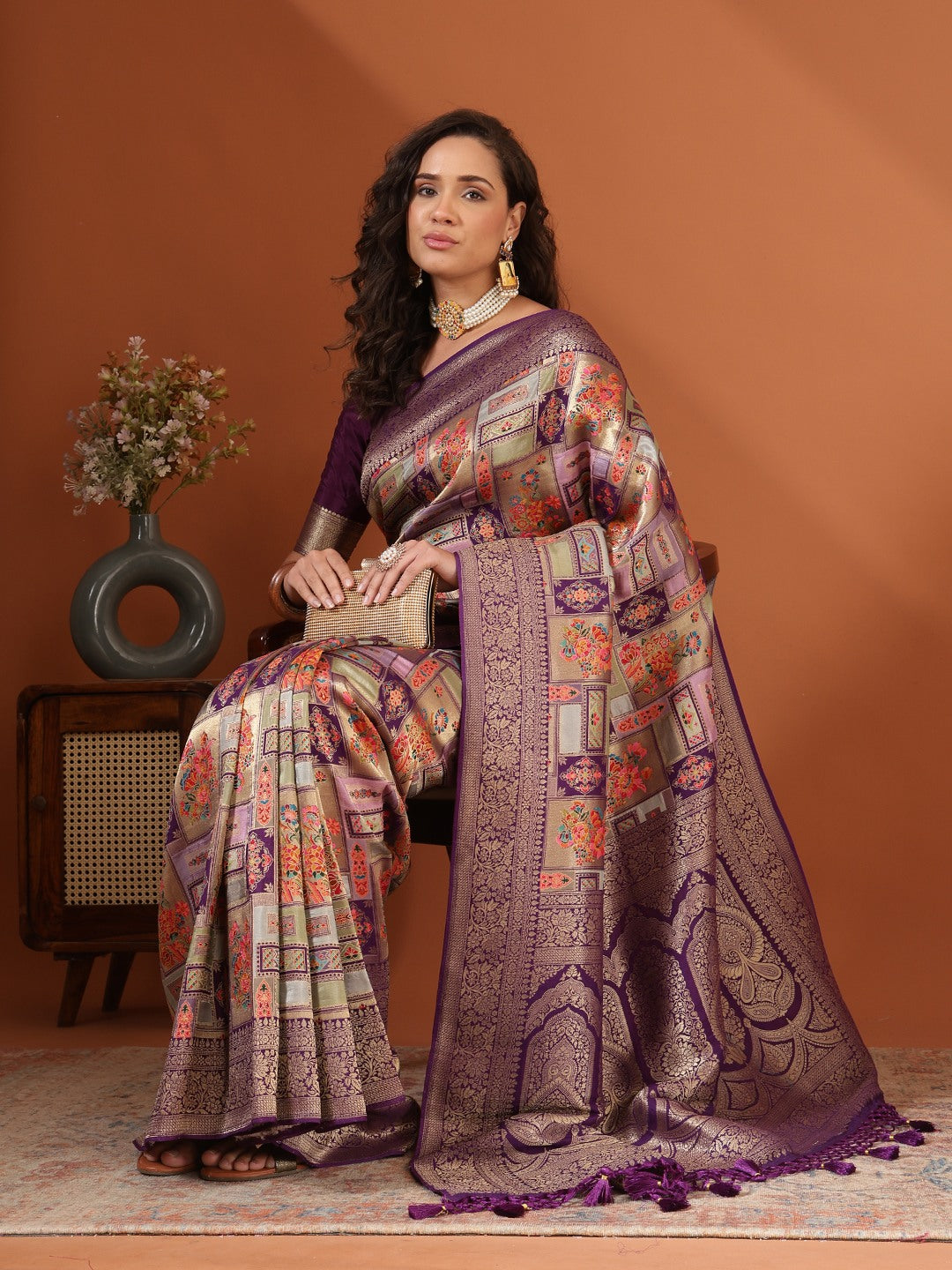 Woven Design Satin Saree