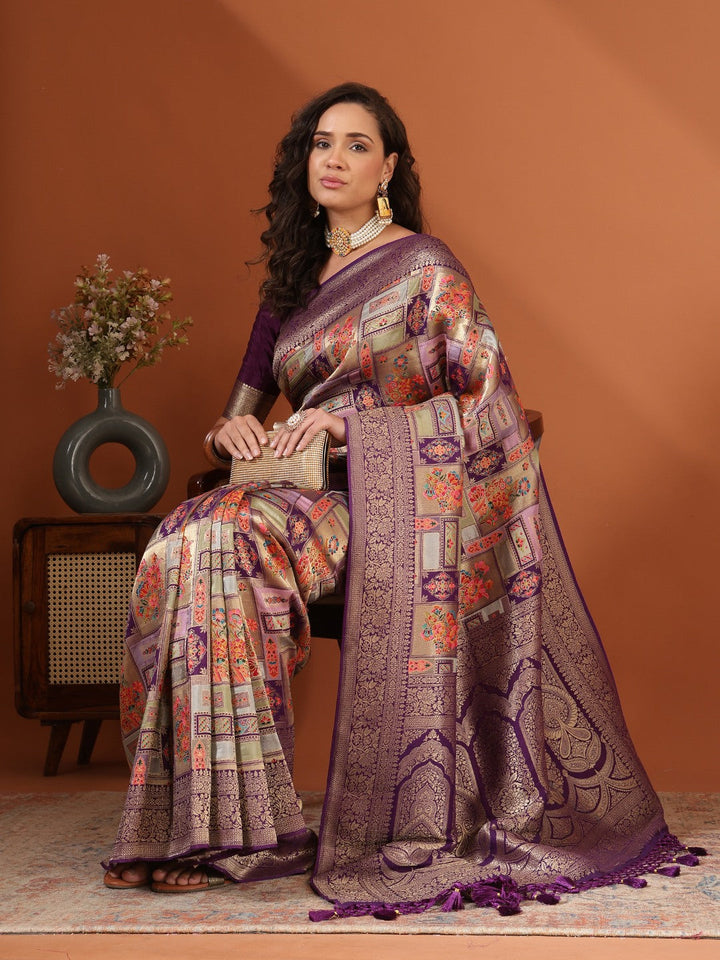 Woven Design Satin Saree
