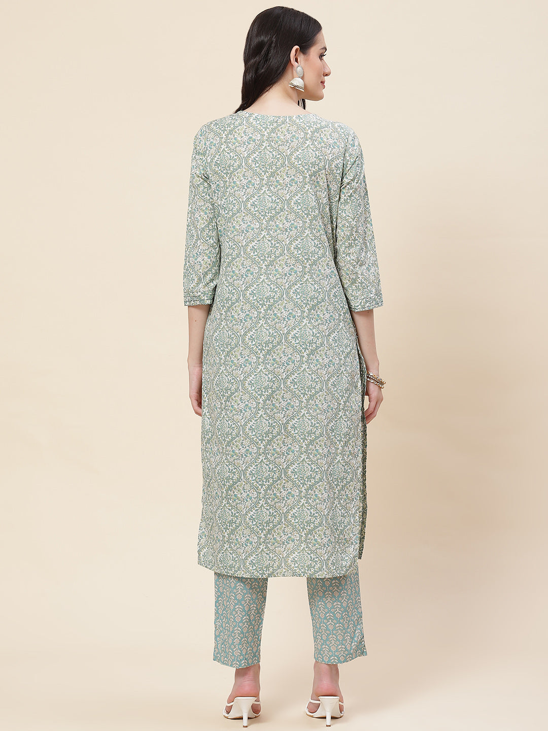 Printed Cotton Kurta With Pants