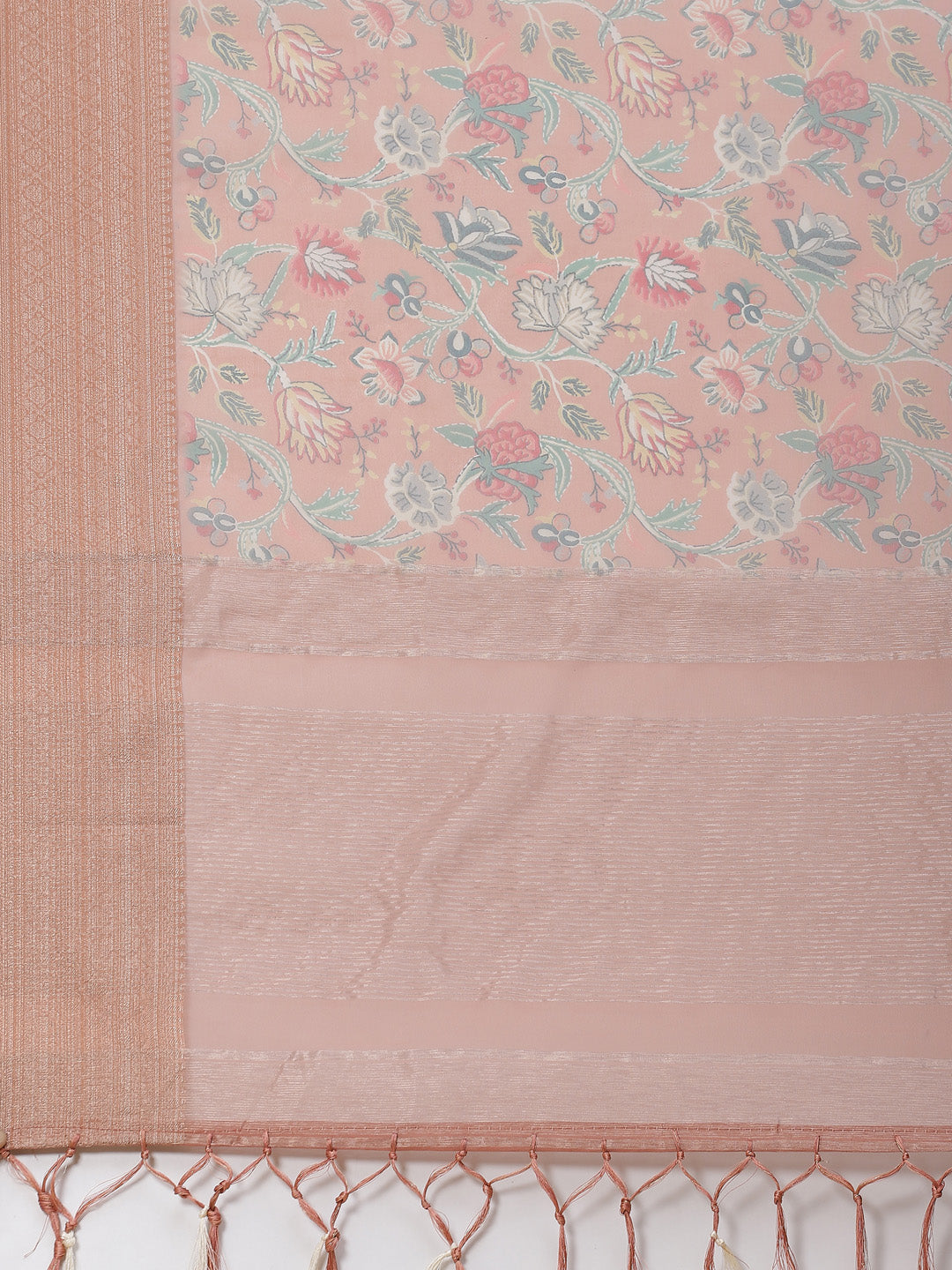 Floral Digital Printed Zari Border Organza Saree