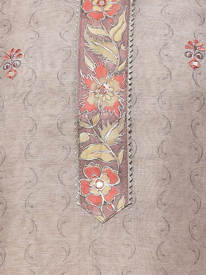 Printed Chanderi Unstitched Suit Piece With Dupatta
