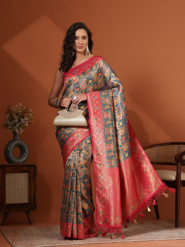 Woven Design Satin Saree