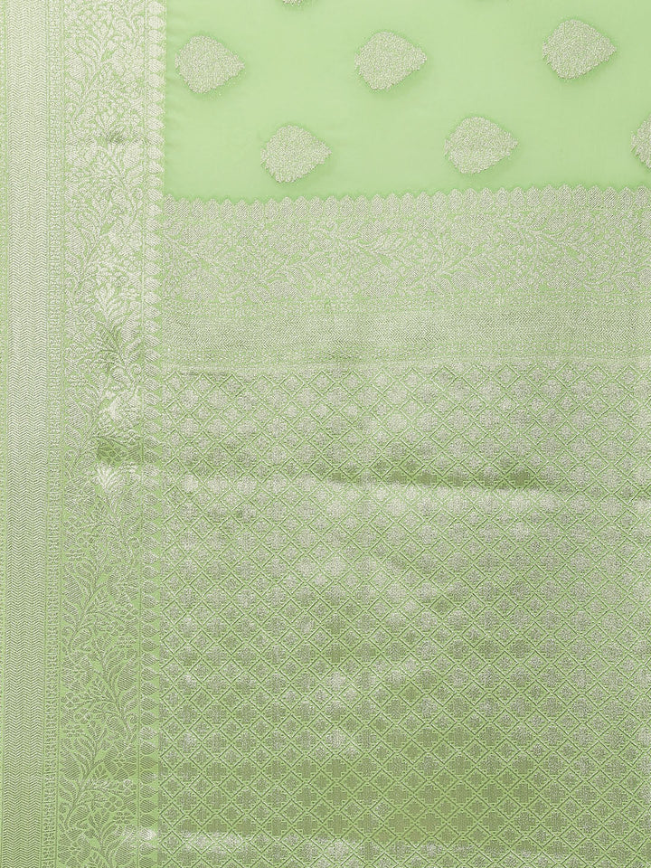 Zari Booti Chiffon Plain Saree