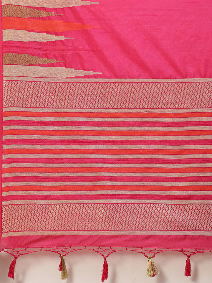 Plain Zari Border Handloom Woven Saree