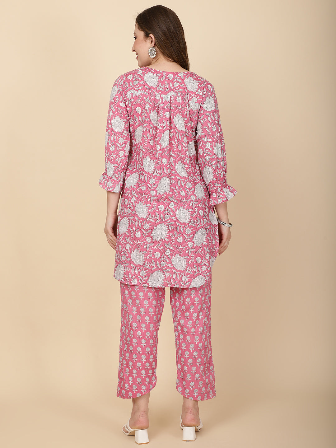Floral Printed Cotton Kurti With Pants