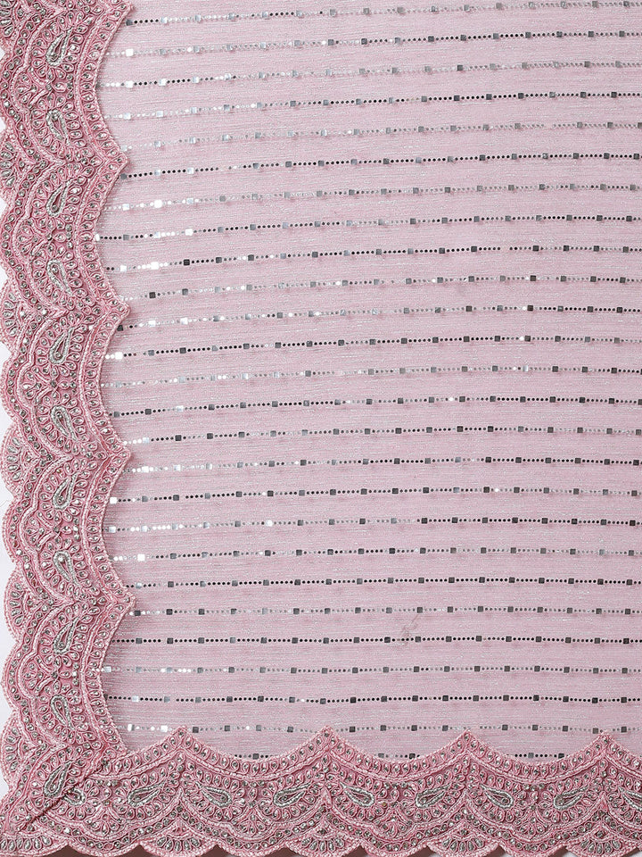Stone work Handloom Net Embroidered Saree