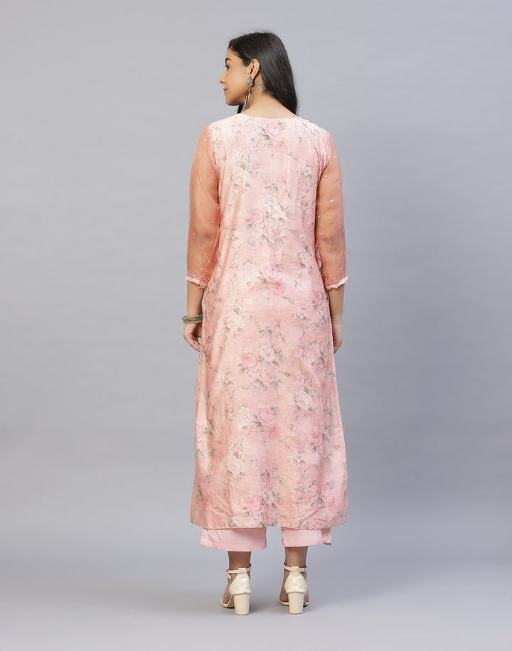 Chanderi Printed Kurti Palazzo Set
