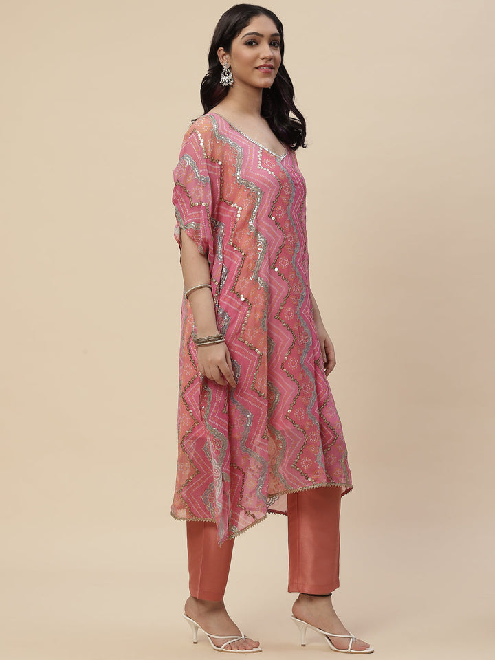 Sequin Embroidered Georgette Kurta With Pants
