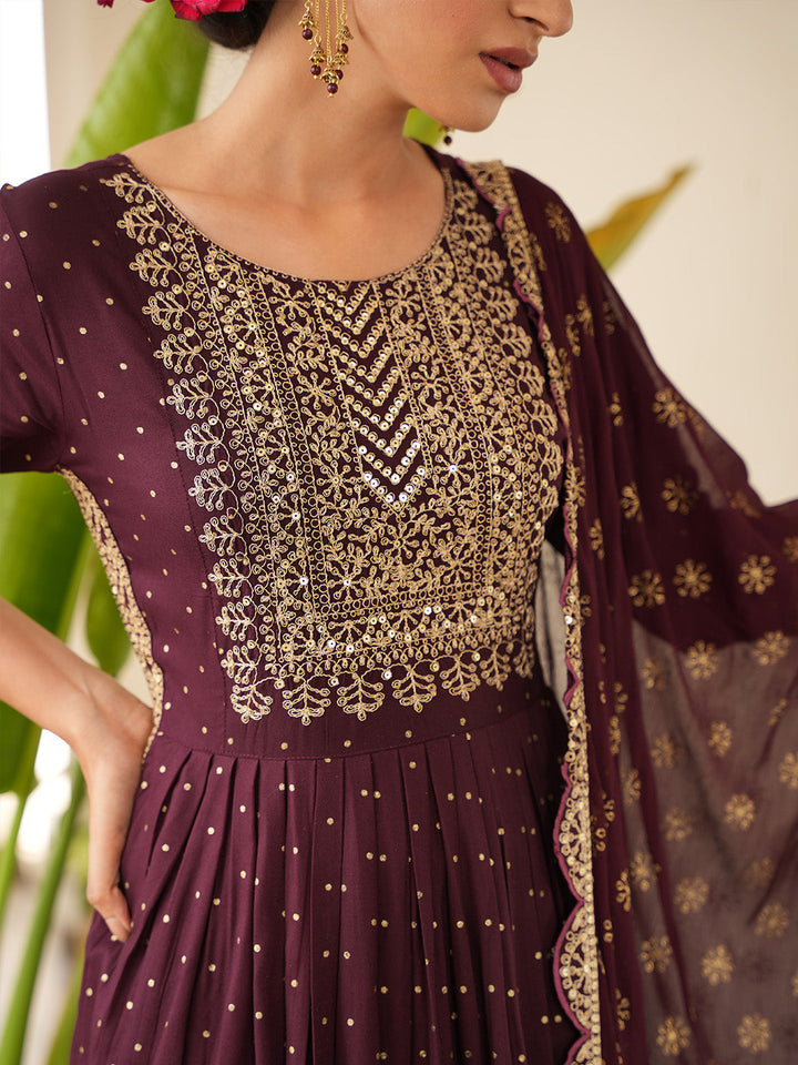 Sequin Embroidered Cotton Kurta With Pants &amp; Dupatta