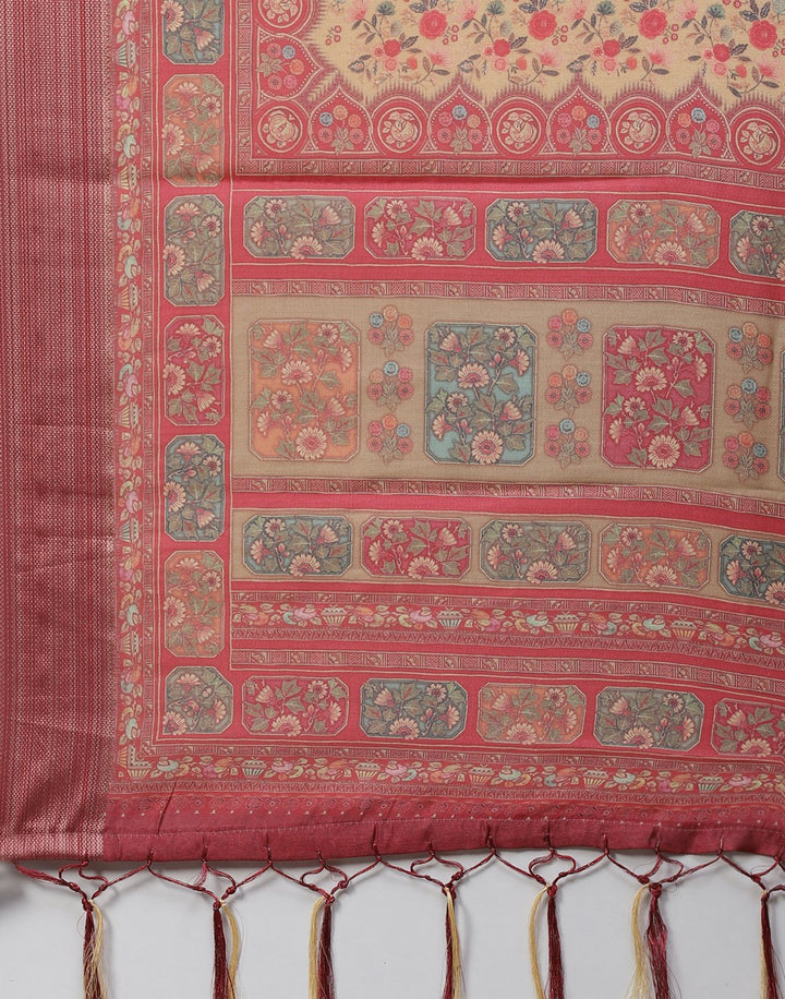 Digital Floral Printed Art Handloom Saree