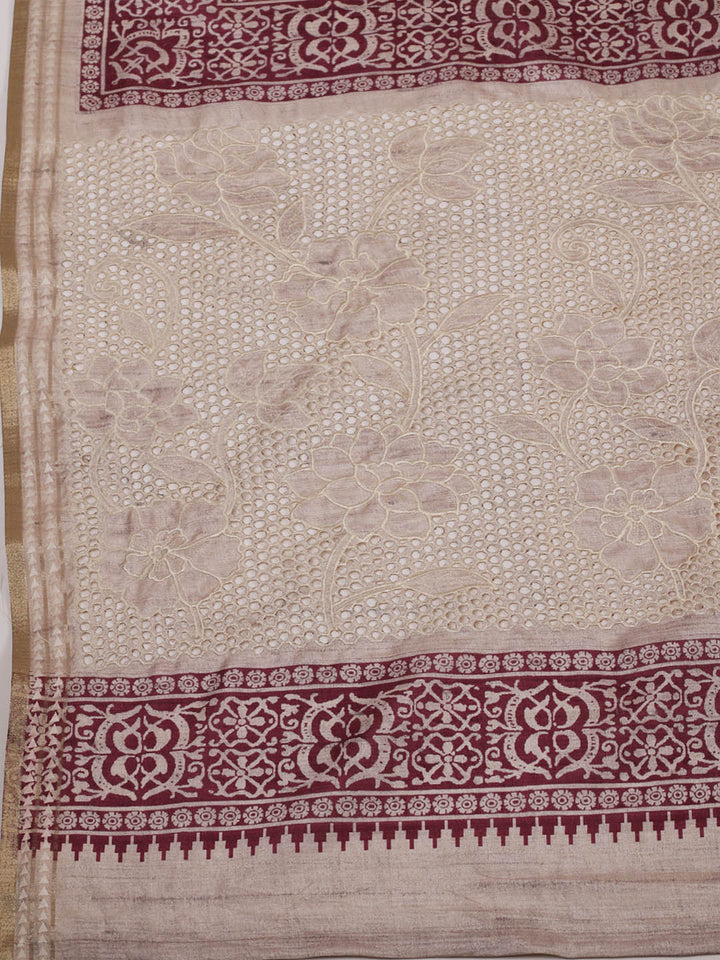 Printed Tussar Saree
