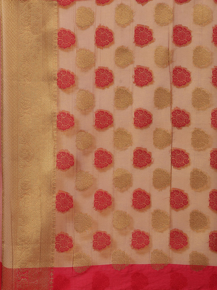 Zari Border Booti Art Handloom Woven Saree