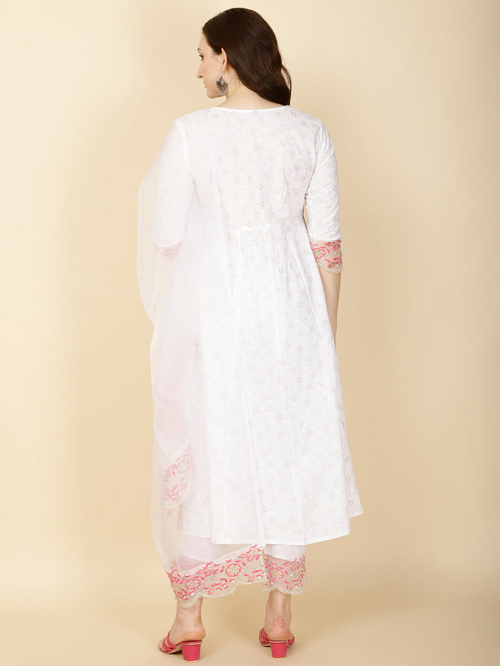Booti Printed Cotton Kurta With Pants &amp; Dupatta