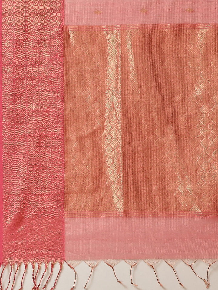 Zari Border Booti Cotton Woven Saree