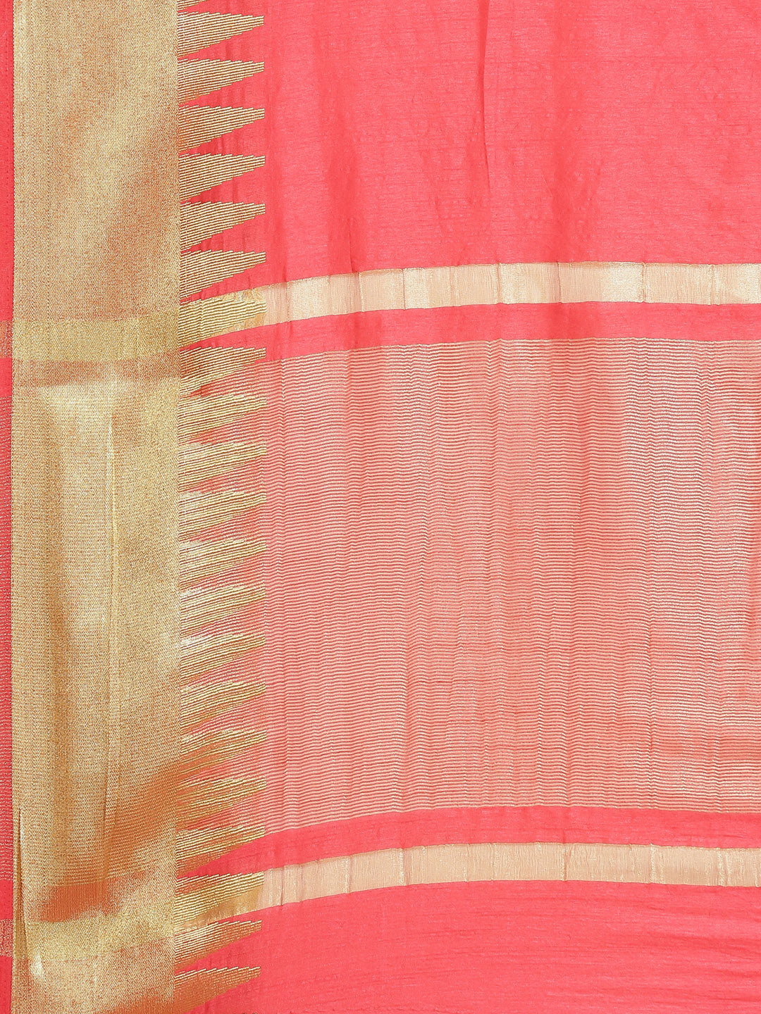 Plain Art Handloom Saree with  Temple Border