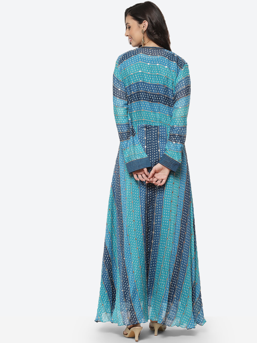 Bandhej Printed Crepe Jacket Cut Dress