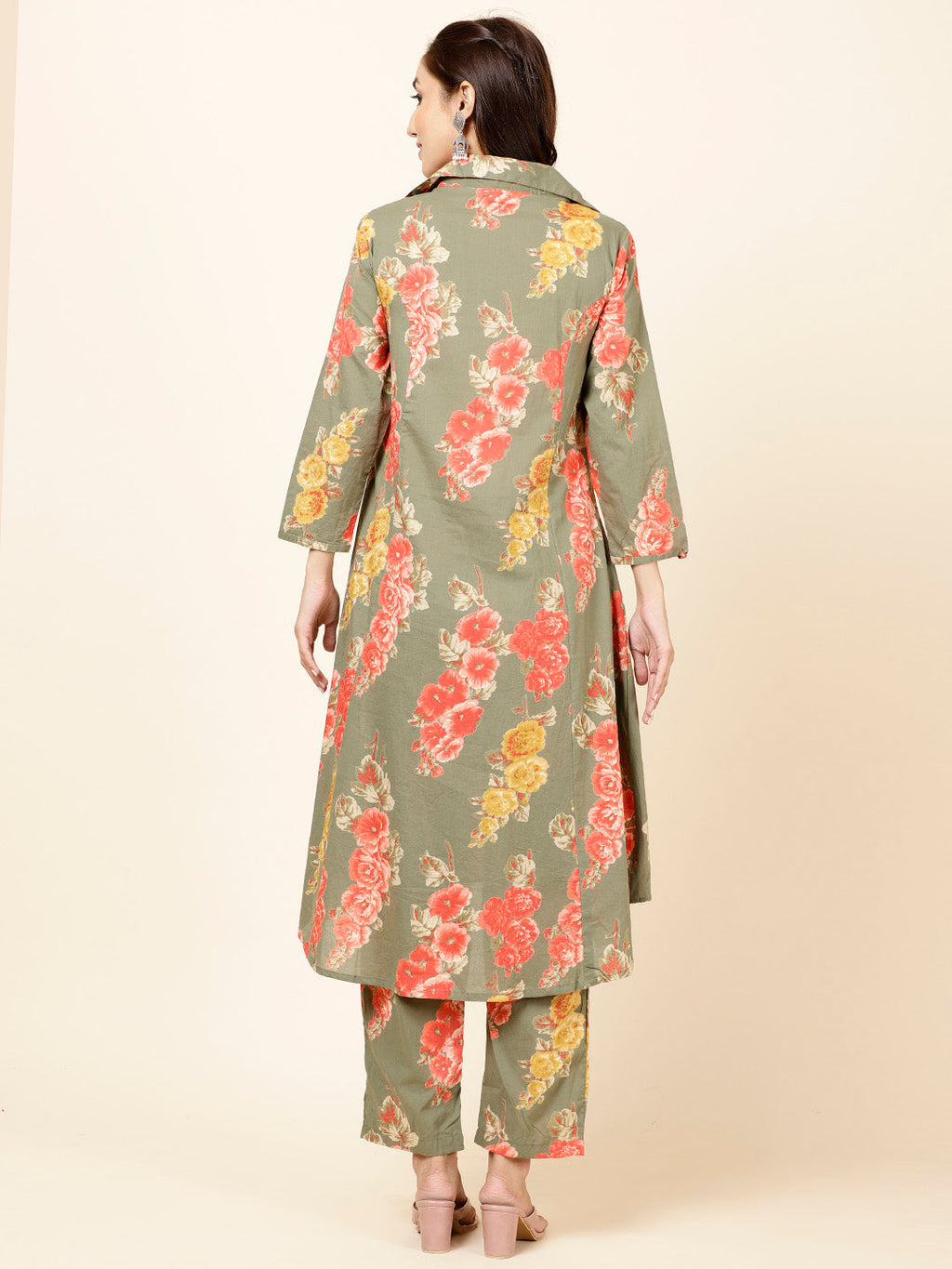 Floral Printed Cotton Kurta With Pants