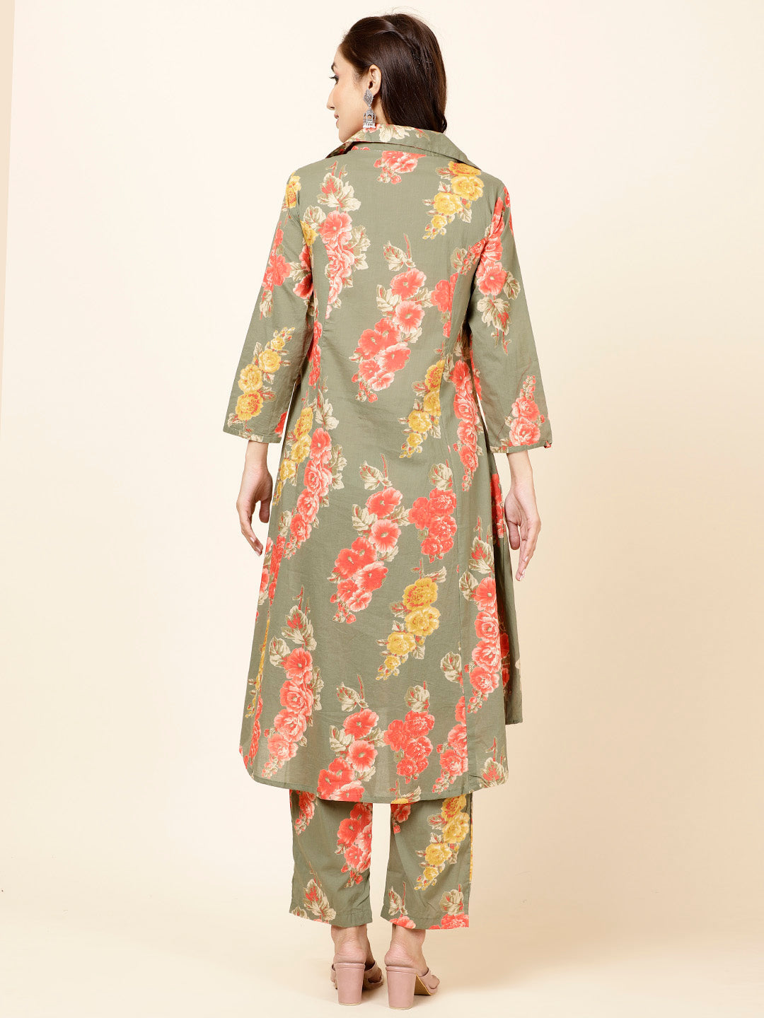 Floral Printed Cotton Kurta With Pants