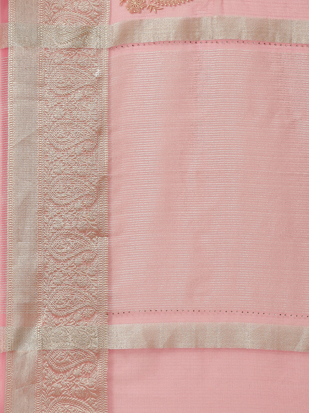 Embroidered Booti Organza Plain Saree