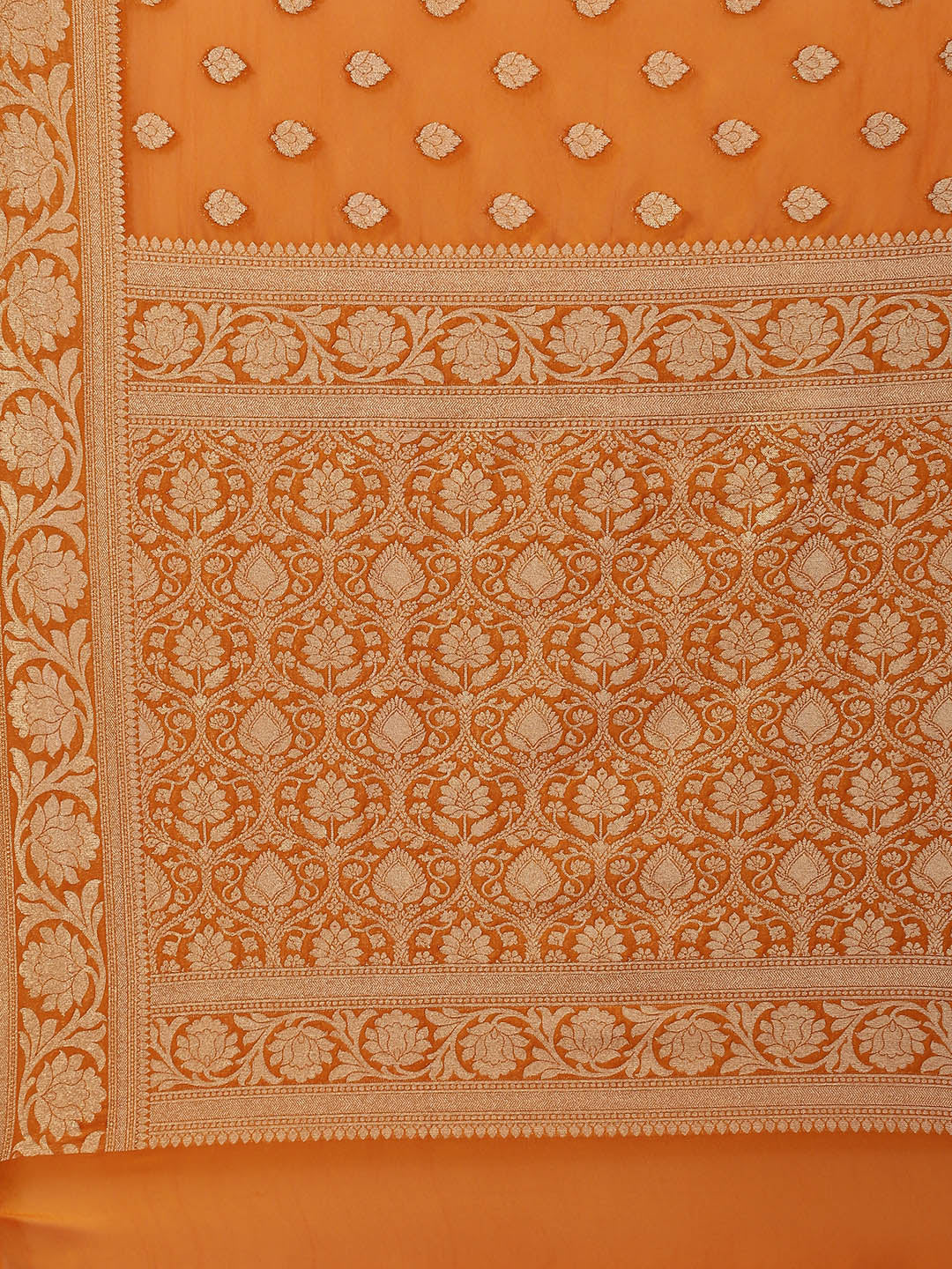 Zari Border Booti Georgette Plain Saree