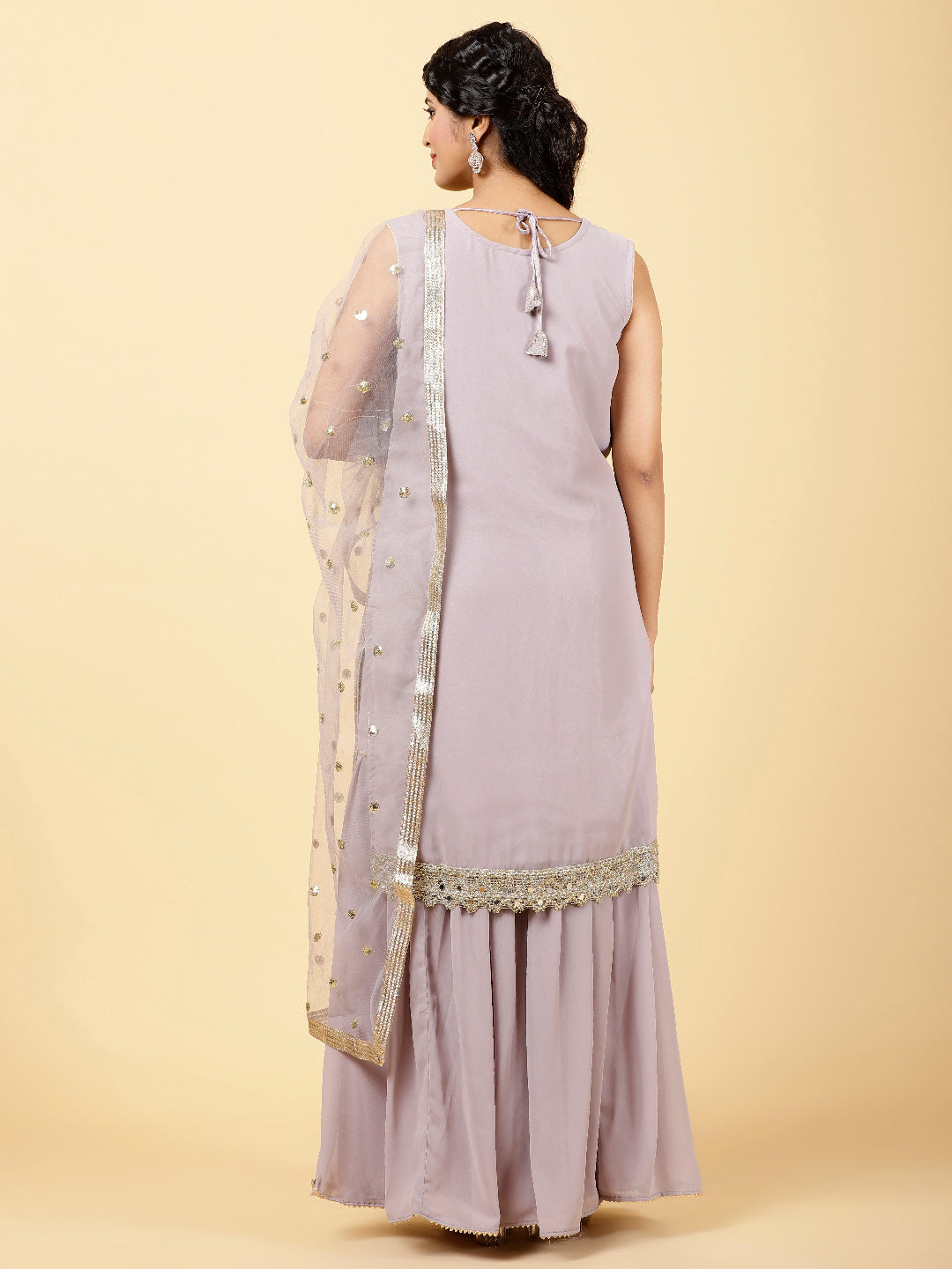 Sequin Georgette Kurta With Garara &amp; Dupatta