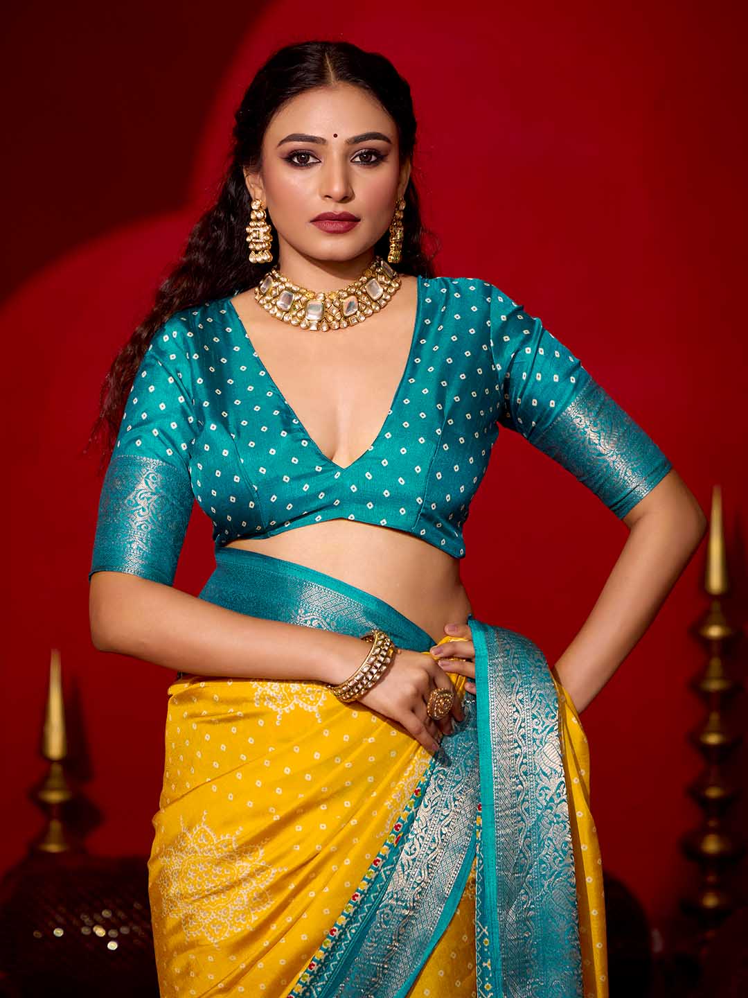 Bandhani Printed Art Silk Saree