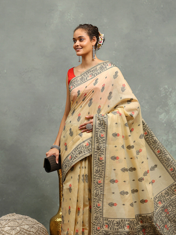 Resham Booti Woven Cotton Blend Saree