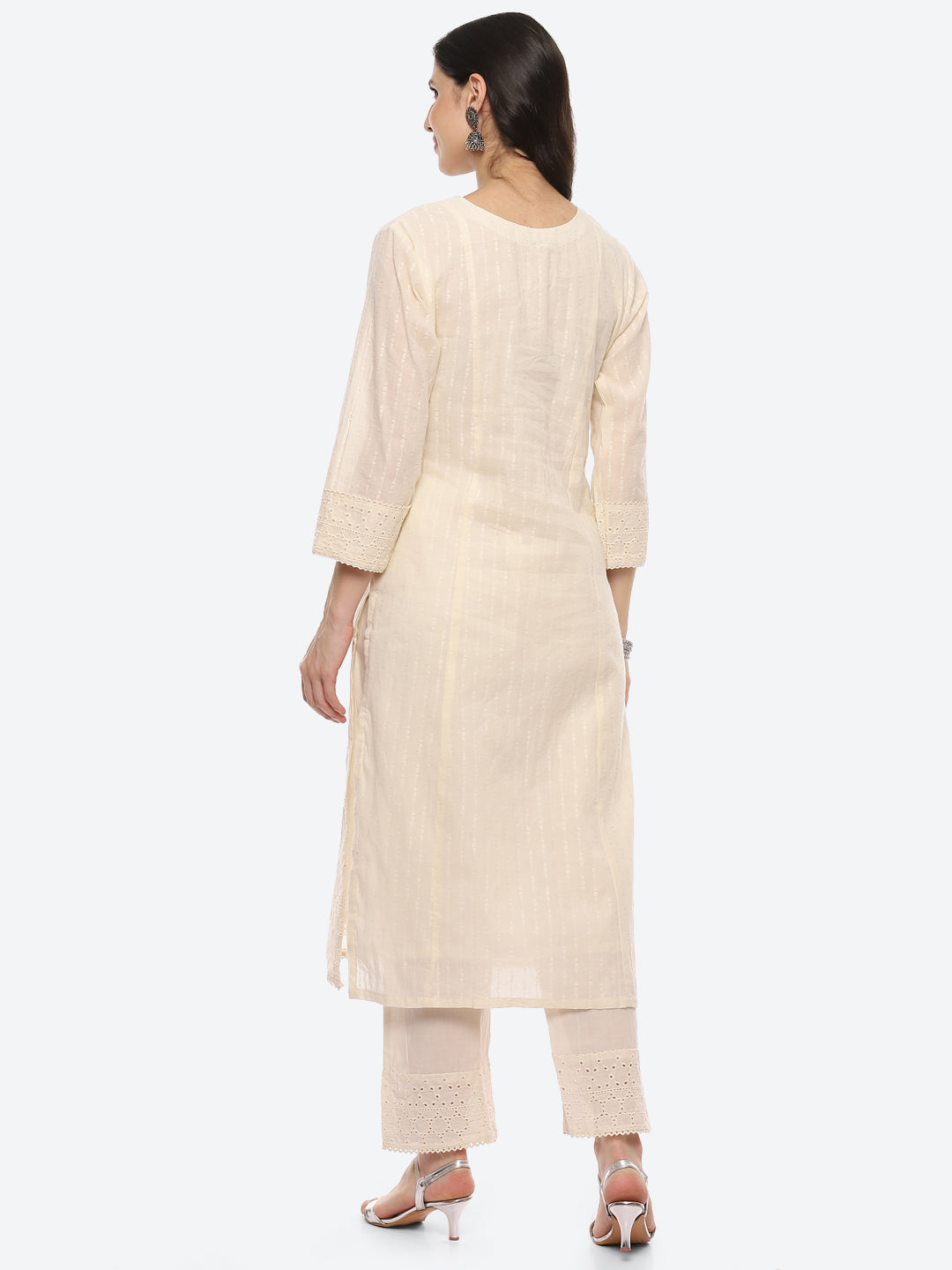 Thread Embroidered Cotton Kurta With Pant