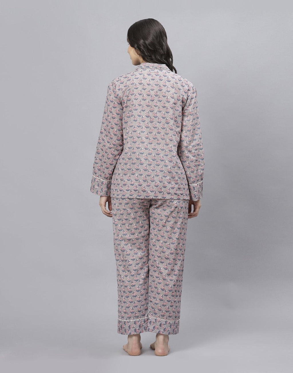Grey Cotton Printed Comfort Wear
