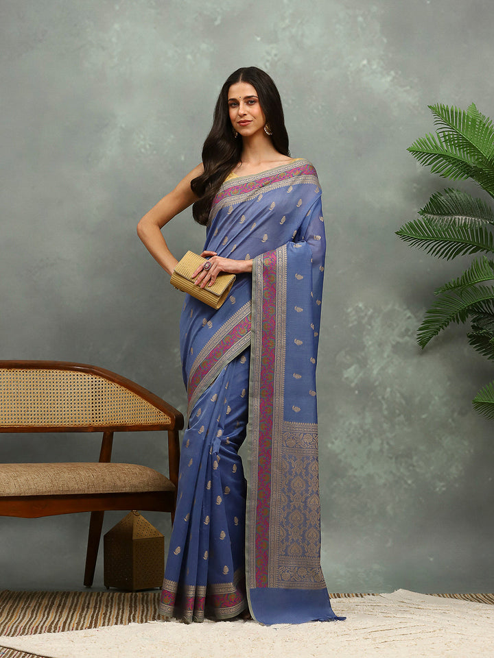 Resham Woven Design Cotton Blend Woven Saree