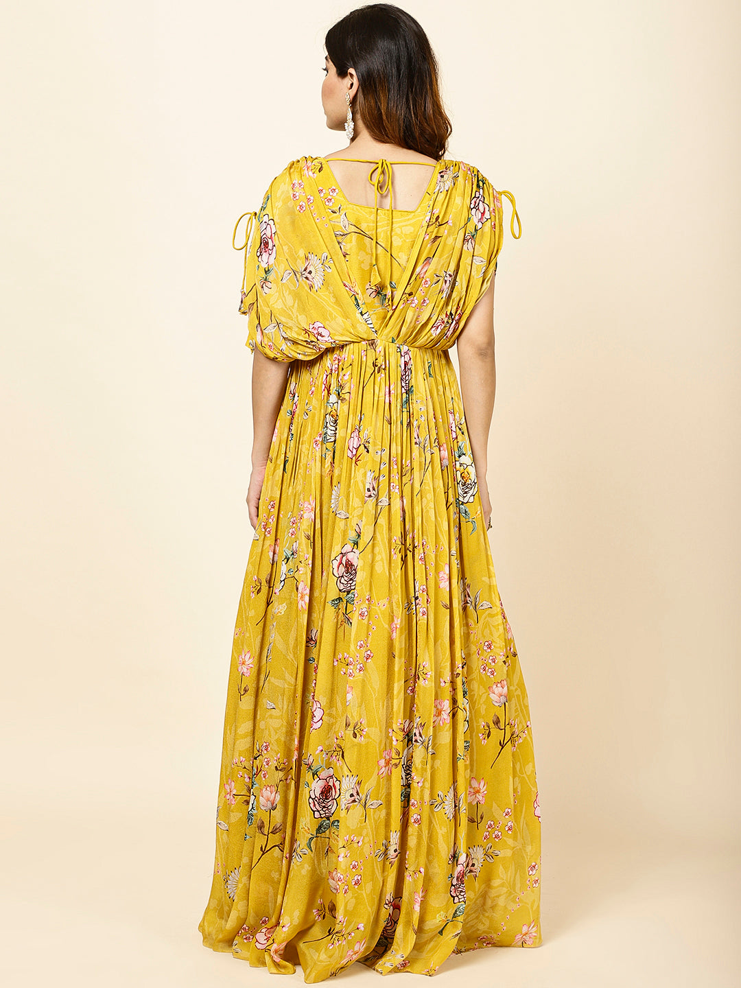 Floral Printed Crepe Anarkali Dress