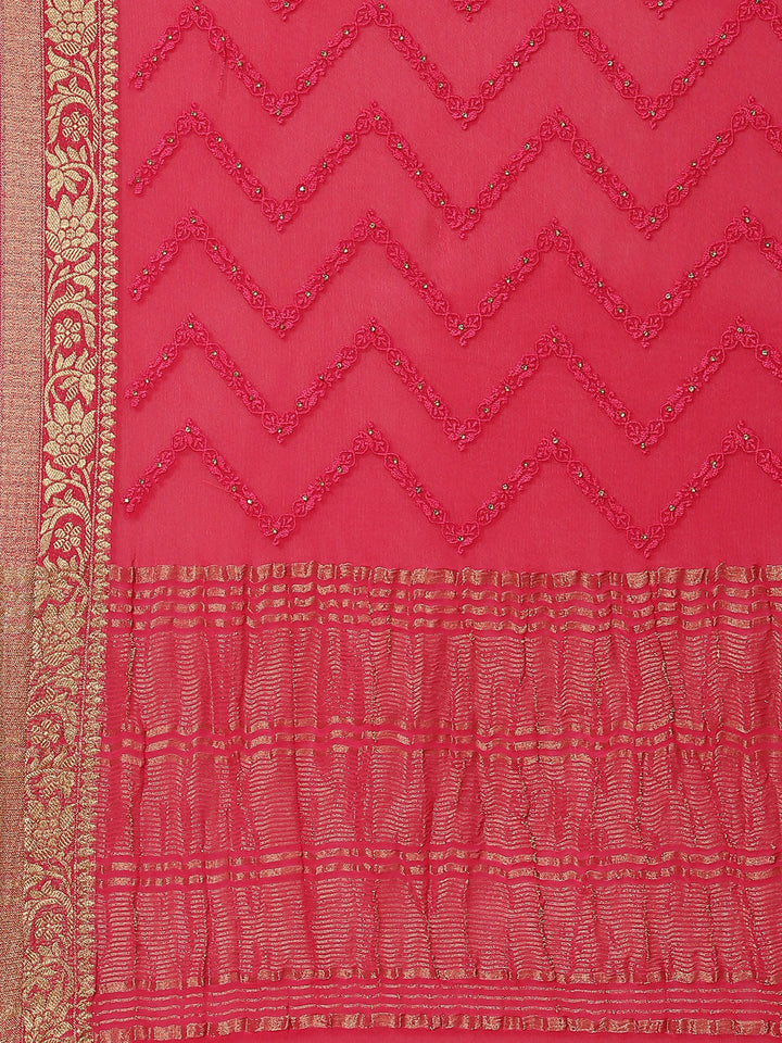 Embroidered Crepe Saree