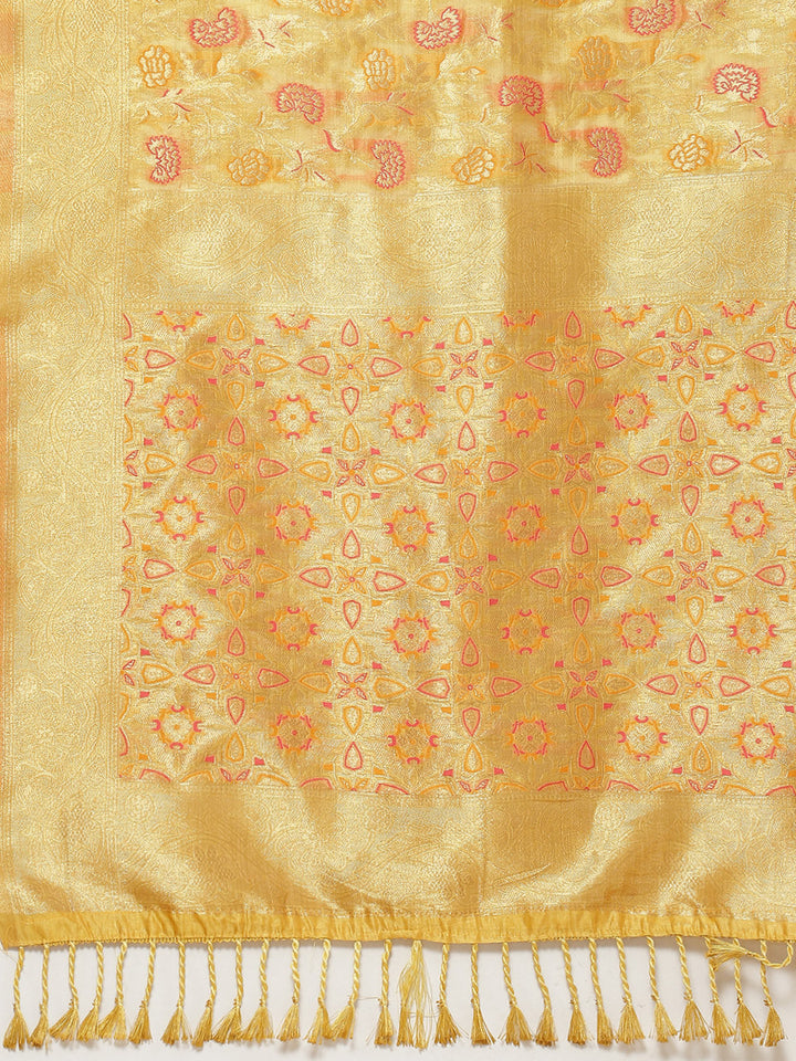 Floral Zari Jaal Woven Cotton Saree