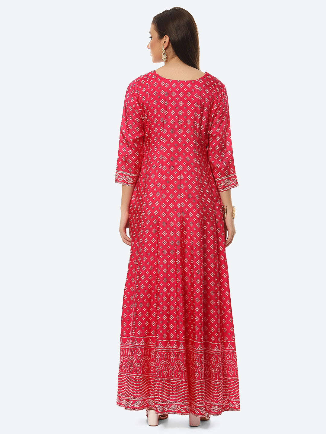 Mirror Neck Printed Handloom Flared Kurta