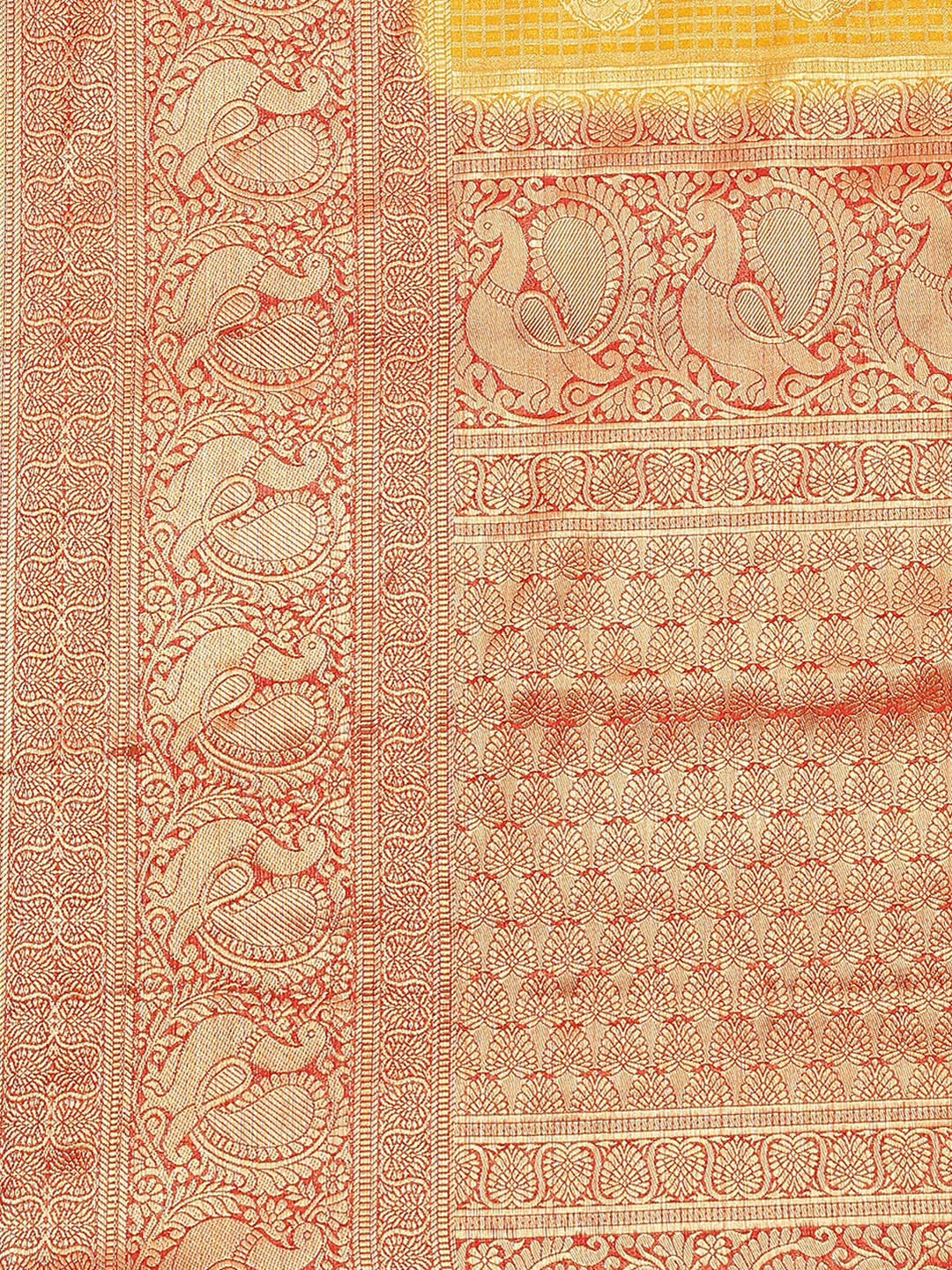 Brocade Zari Jaal Art Handloom Saree With Running Blouse