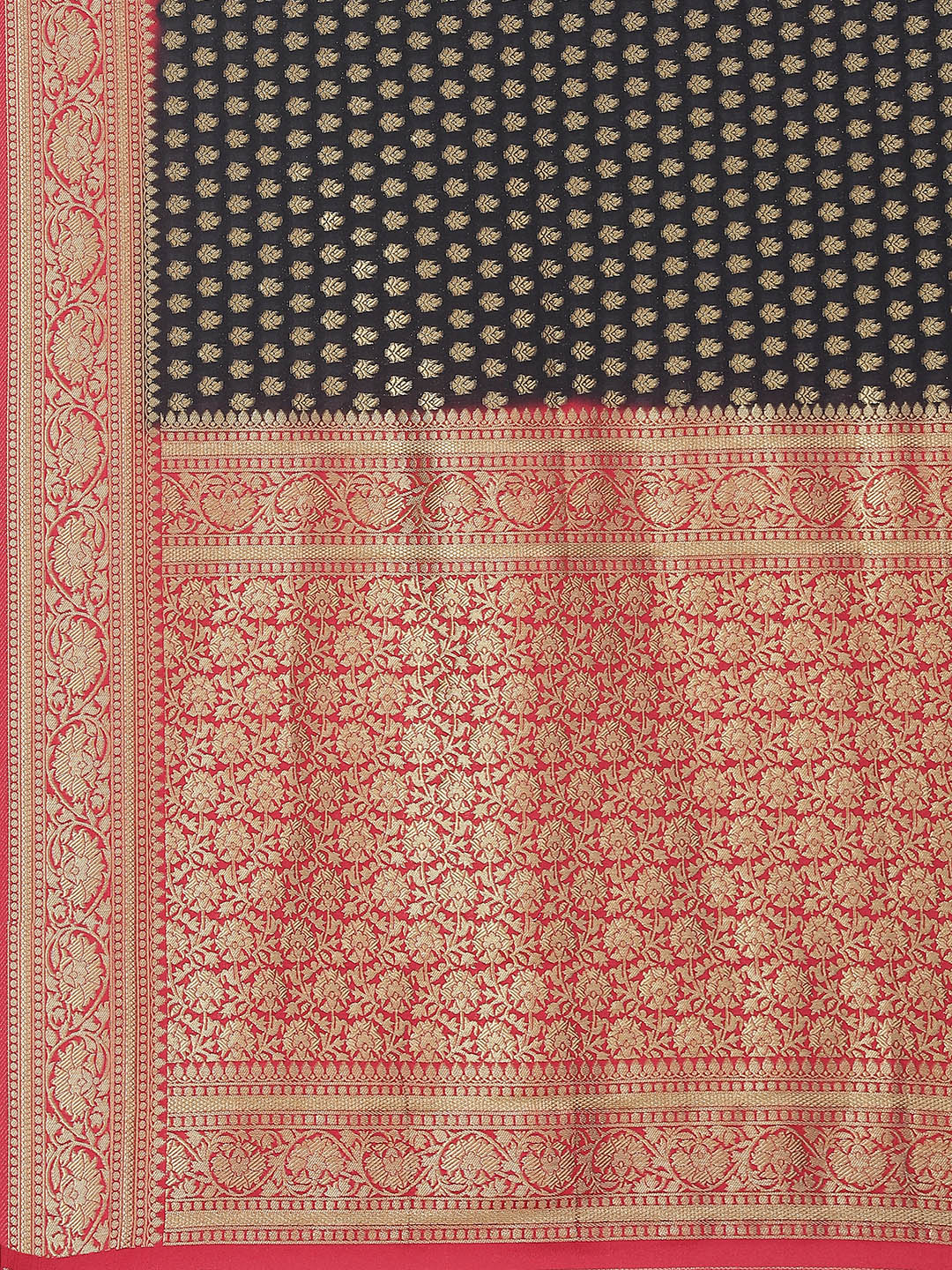 Zari Booti Crepe Plain Saree