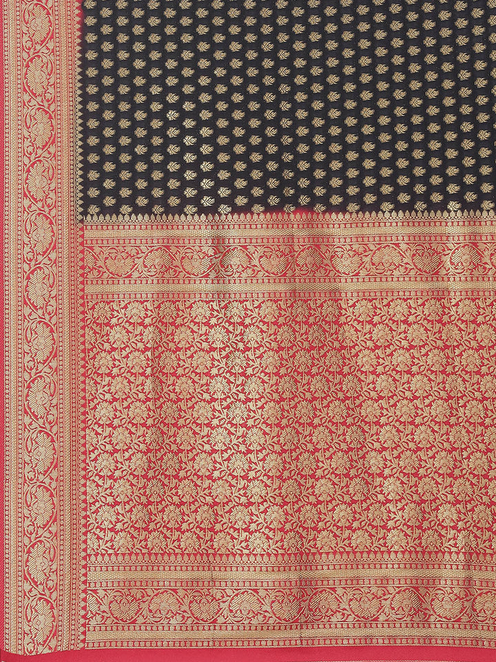 Zari Booti Crepe Plain Saree